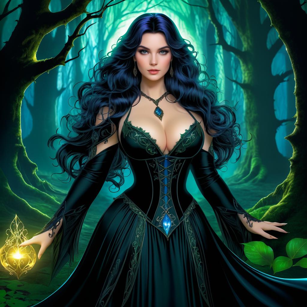 Enchanting Female Sorceress in Gothic Attire