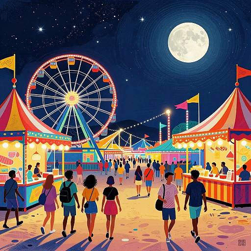 Vibrant Comic-Style Beachboardwalk Carnival