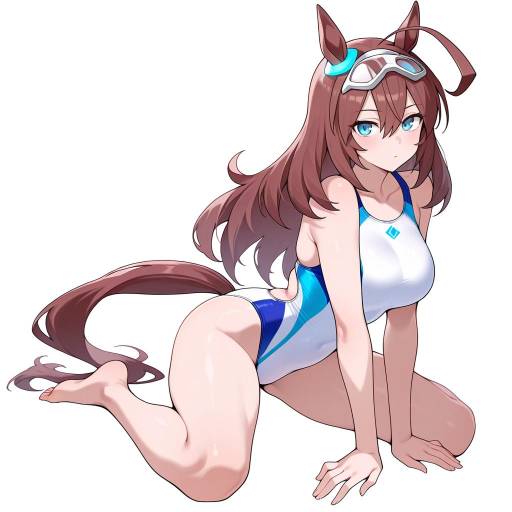 Charming Horse Girl in Swimsuit Pose