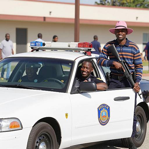 Sunny Day with Joyful Police Officers