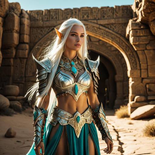 Fantasy Elf Female Warrior in Desert