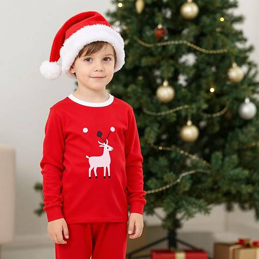 Boy in Red Christmas Pajamas