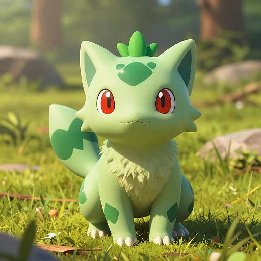 Realistic Portrait of Sprigatito in Nature