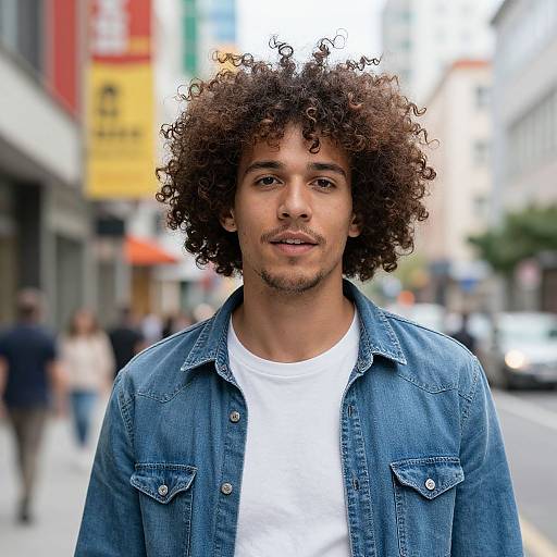 Curly Afro Fit Man Urban Candid