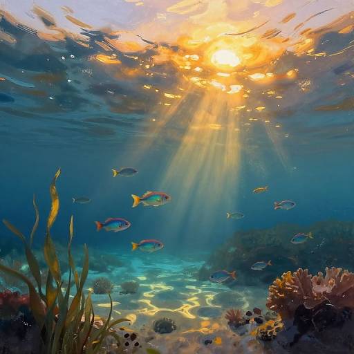 Impressionistic Underwater Seascape at Dusk