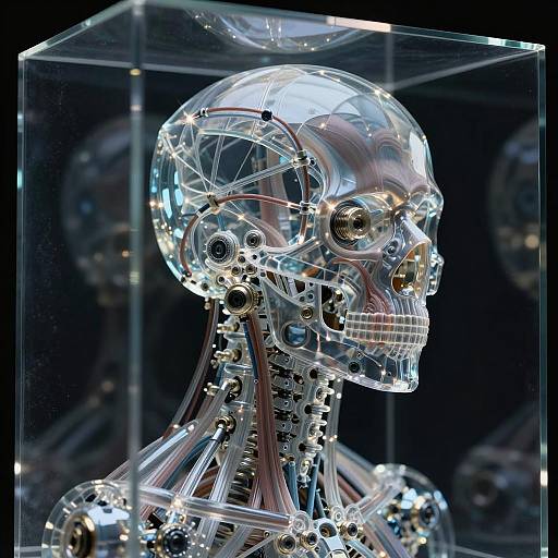 Cinematic Cybernetic Glass Explosion Art