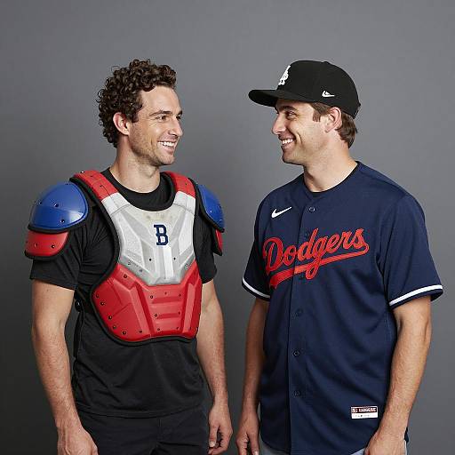 Two Smiling Friends in Sports Attire