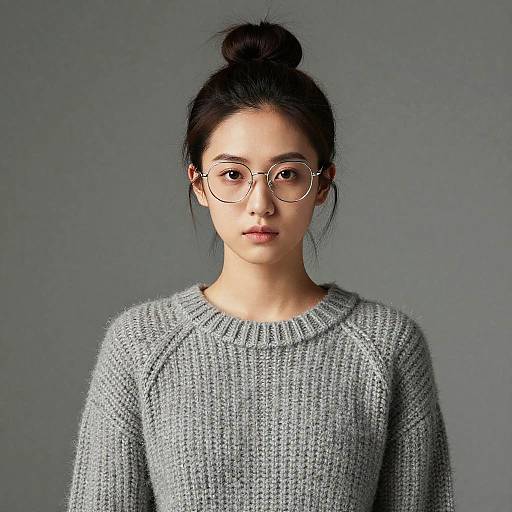 Woman in Chunky Knit Sweater
