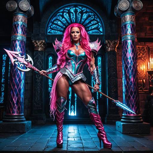 Fantasy Drag Queen Warrior in Nordic Temple