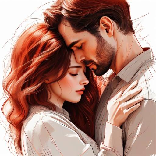 Tender Embrace in Digital Sketch Style