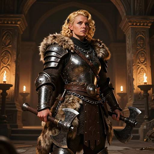 Fierce Dwarf Shieldmaiden in Battle Armor