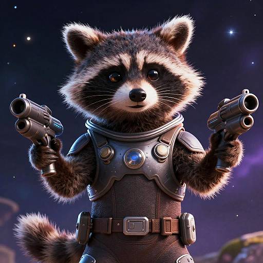 Anthropomorphic Rocket Raccoon Space Hero
