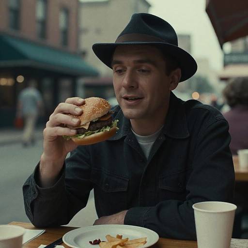 Hamburger Guy in Cityscape