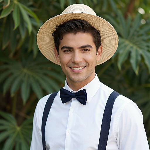 Handsome Man with Straw Hat Portrait