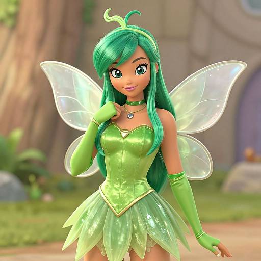 Green Fairy Woman Costume Pose