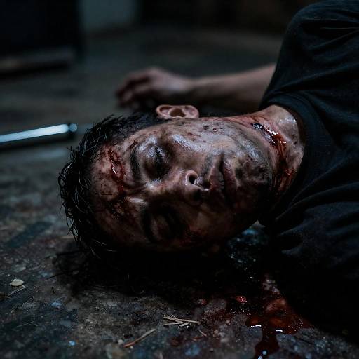 Gritty Severed Head Crime Scene Photo