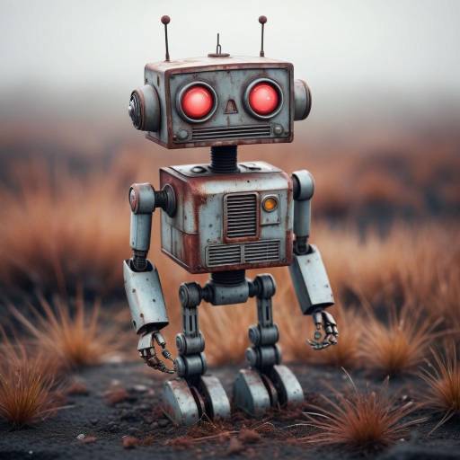 Vintage Futuristic Robot on Earth