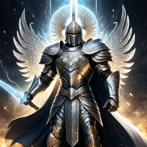 Armored Angelic Warrior with Glowing Sword