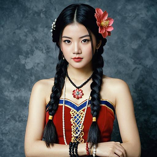 Ashitaka Costume with Elegant Jewelry