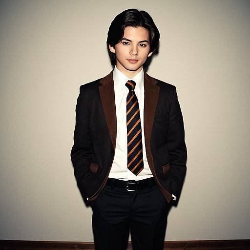 Young Man in Formal Brown and Black Suit