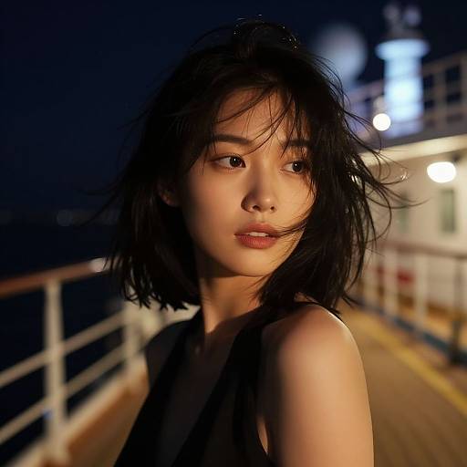 Elegant Night Scene on Cruise Deck