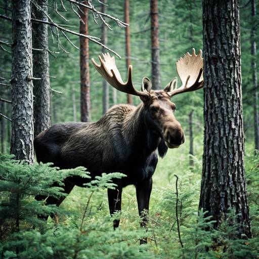 Moose in Dense Forest Moose in Dense Forest