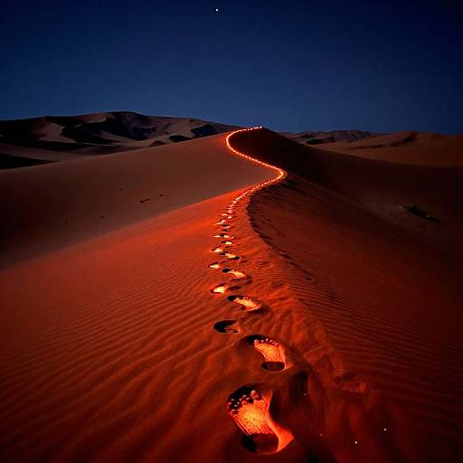 Ethereal Glowing Footprints on Dune