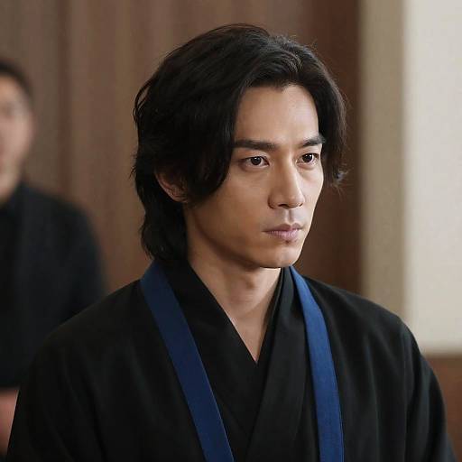 Man in Black Robe with Blue Trim