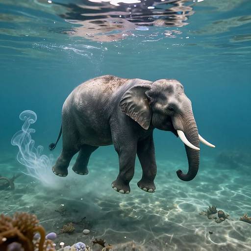 Marble Elephant Time-Traveling in Pond