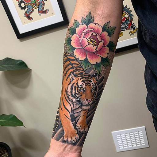 Vibrant Tattooed Forearm in Natural Setting
