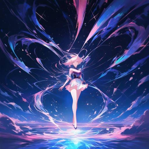 Magical Girl on a Glowing Platform