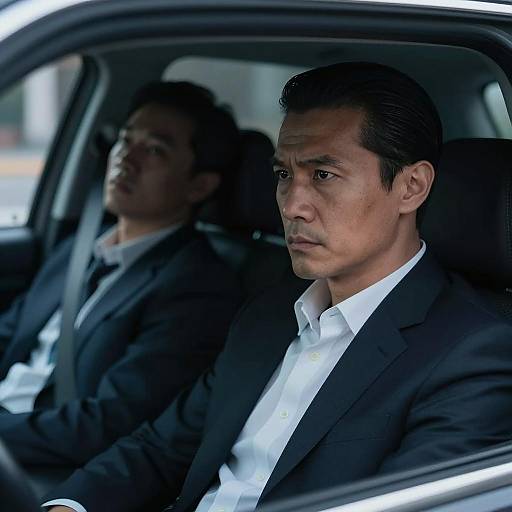 Mysterious Men in Dimly Lit Car