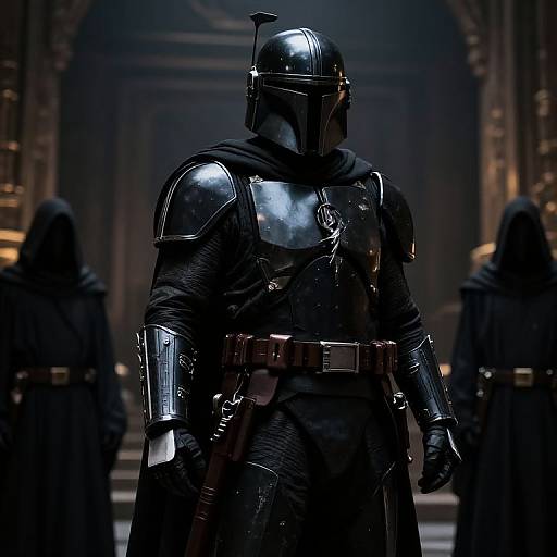 Epic Black Mandalorian Armor Warrior