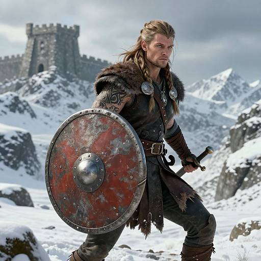 Rugged Viking Shieldmaiden Artwork