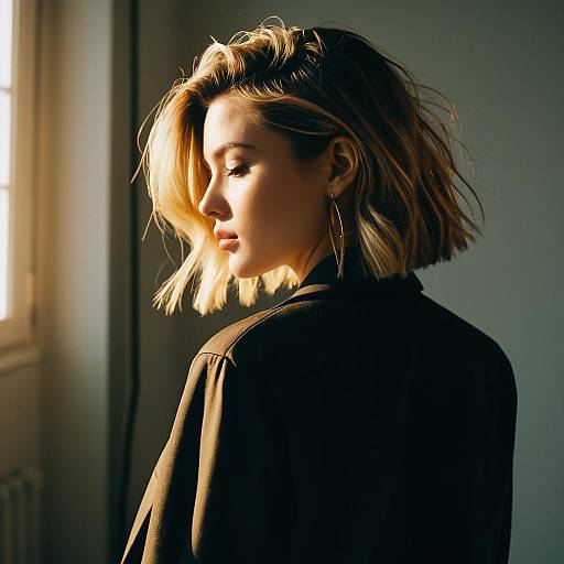 Woman with Sombre Blonde Hair in Golden Hour Light