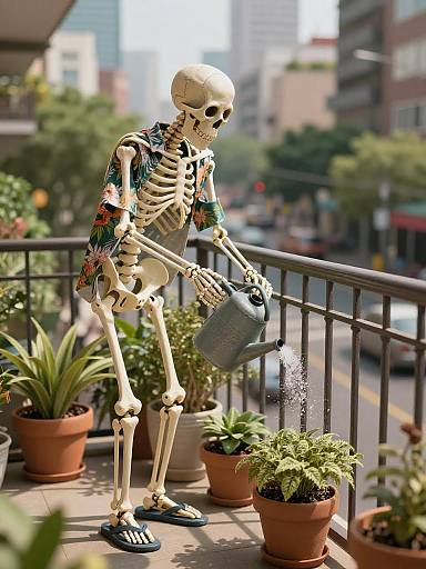 Human Skeleton Gardening in Urban Park