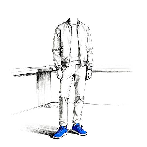 Minimalist Fashion Illustration with Electric Blue