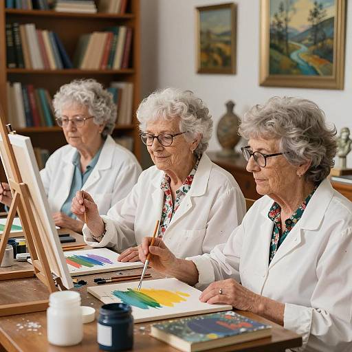 Elderly Artists at a Cluttered Table