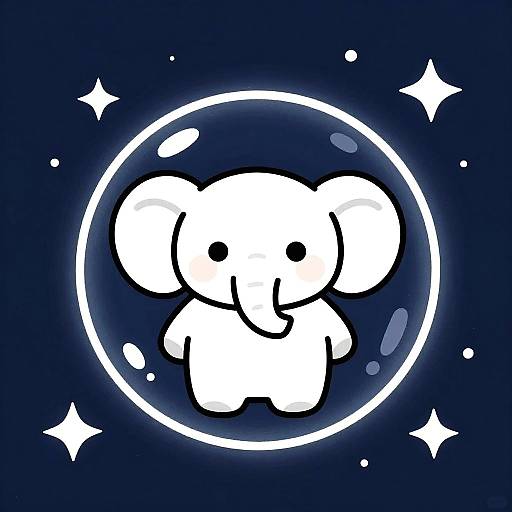 Simple Cartoon Space Elephant