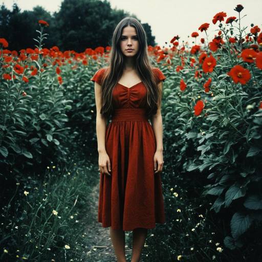 Graceful Girl in a Brown Dress