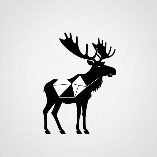 Minimalist Two-Color Geometric Moose Illustration