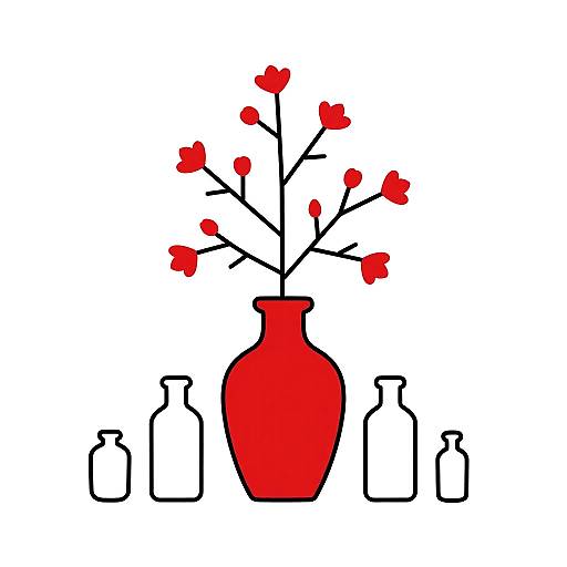 Minimalist Red Vase with Tree