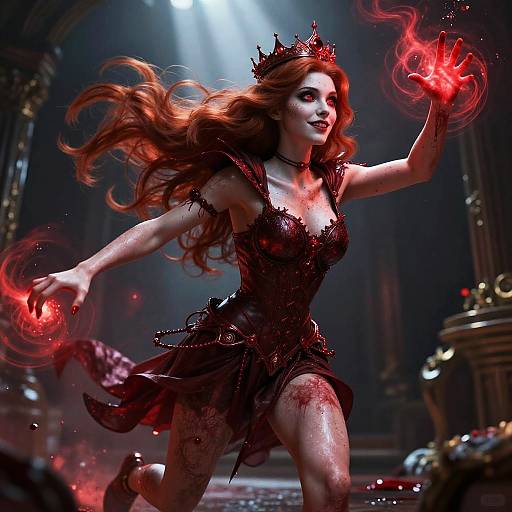 Crimson Blood Witch Casting Spell