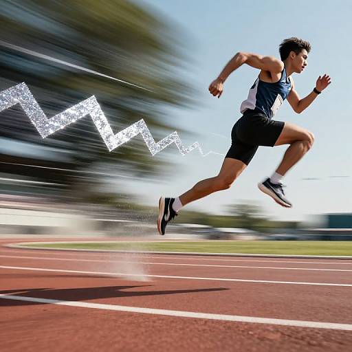 Runner Leaping Through Zigzag Trail
