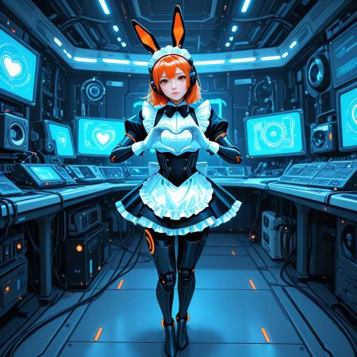 Futuristic Android Maid in Action