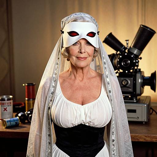 Vintage Horror Icon in Haunted Studio