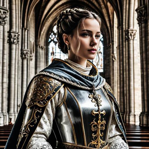 Joan of Arc in Rococo Armor in Medieval Cathedral