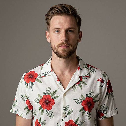 Man in Floral White Shirt