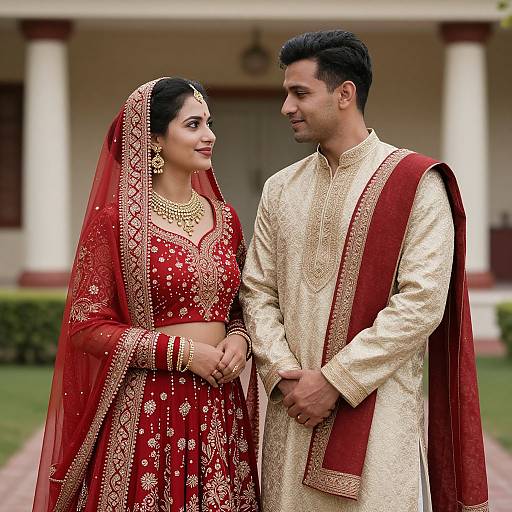 Couple in Traditional Dresses