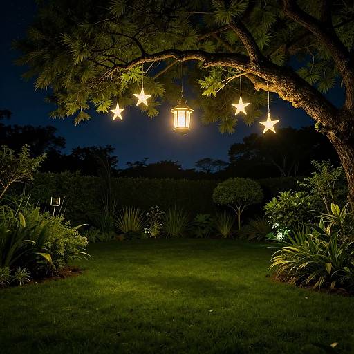 Magical Night Garden with Lantern
